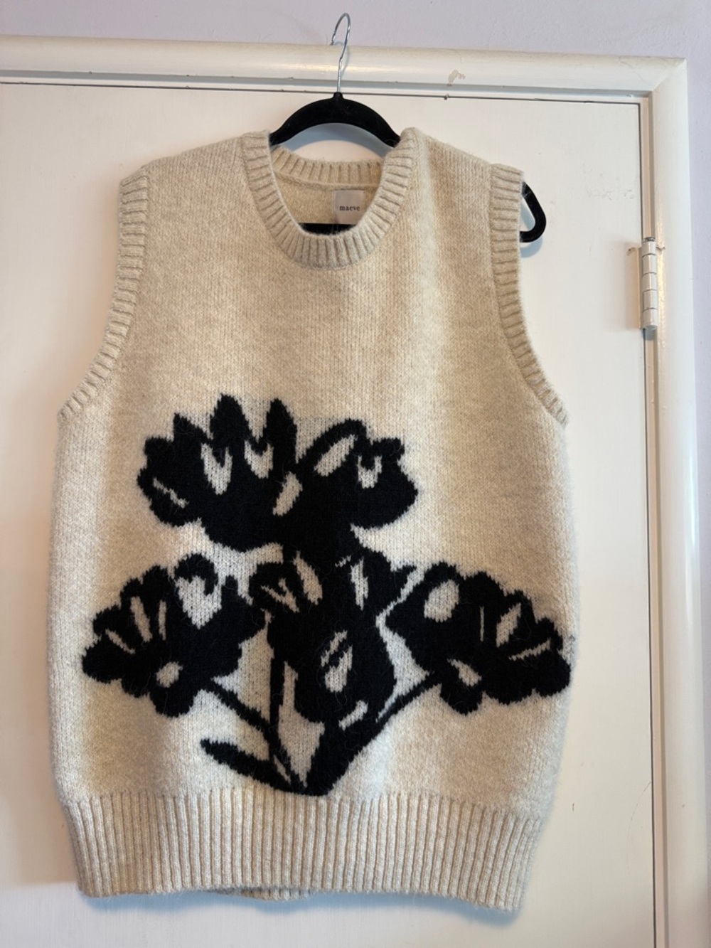 Maeve Cream Sweater with Black Graphic Motif